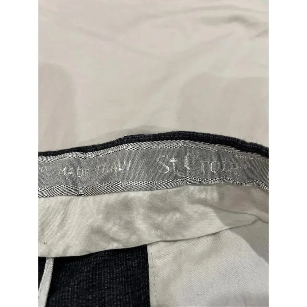 GORGEOUS SAINT CROIX MENS DRESS PANTS 36x27 CHARCOAL 100% WOOL MADE IN ITALY VGC